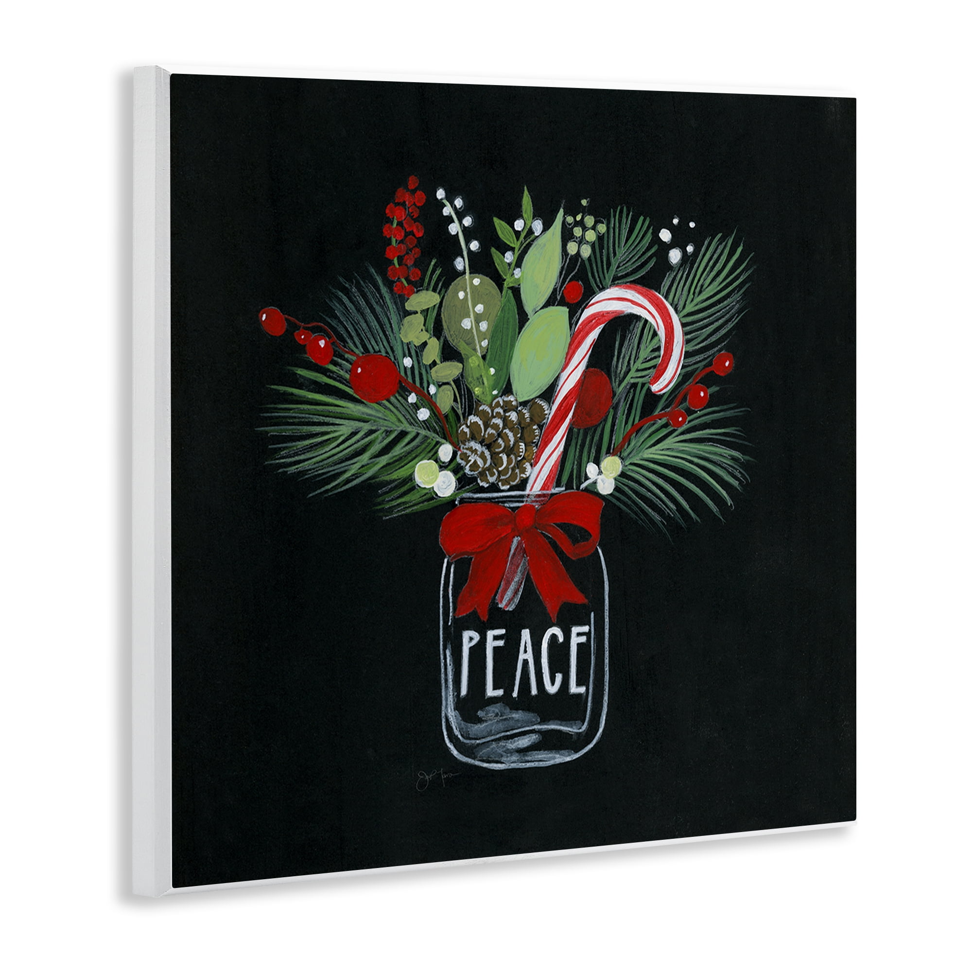 Stupell Industries Peace Candy Cane Jar Holiday Painting Unframed Art Prints Wall Art, 12 x 12