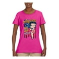 thumbnail image 2 of Wild Bobby Betty Boop America Land of the Free Home of the Brave Betty Boop Womens T-Shirt, Fuschia, Small, 2 of 5
