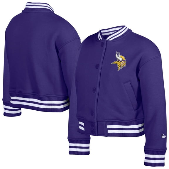 Youth New Era Purple Minnesota Vikings Chenille Applique Fleece Full-Snap Jacket
