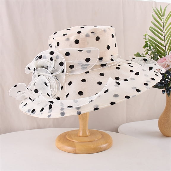 TRUBKH Women's organza hat Sunhat Packable Wide Brim Hats vintage hats Bowler Hat elegant hats for women spring hats for women fancy hats for women Sun Hats Tea Party Wedding Hat Beige One Size