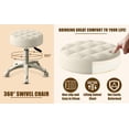 thumbnail image 3 of Tereitr Swivel Chair Point Stool with Wheels Rolling Stool Faux Leather Soft Cushion Height Adjustable 360-degree Swivel Backless Drafting for Office, Salan,Home (Beige), 3 of 7