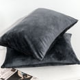 thumbnail image 3 of Organictune 2 Pack Velvet Pillowcases, Ultra Soft and Cozy Luxury Zippered Pillow Cases, Charcoal Gray, King, 20" x 36", 3 of 5