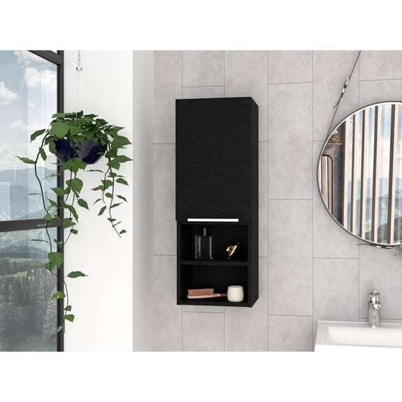 TUHOME Mila 32" Medicine Cabinet In Black - Material -Engineered Wood