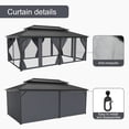 thumbnail image 5 of Twister.CK 12x20ft Gazebo, Hardtop Double Roof Canopy with Netting and Curtains, Outdoor Galvanized Iron Aluminum Frame Garden Tent for Patio, Backyard, Deck, Lawns, Gray, 5 of 7