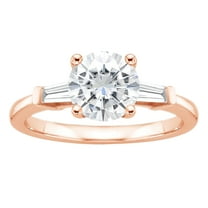 1 Carat T.W. Round Swarovski Sterling Silver Pink Plated Engagement Ring.