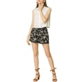 thumbnail image 4 of REFINED ATTIRE Juniors Floral Printed Lace Trim Elastic Waist Shorts, 4 of 7
