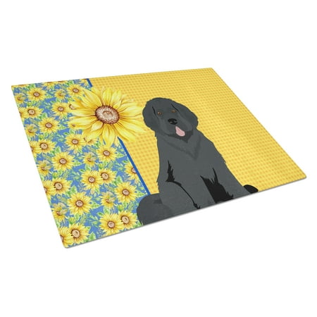 

Summer Sunflowers Black Newfoundland Glass Cutting Board Large 12 in x 15 in