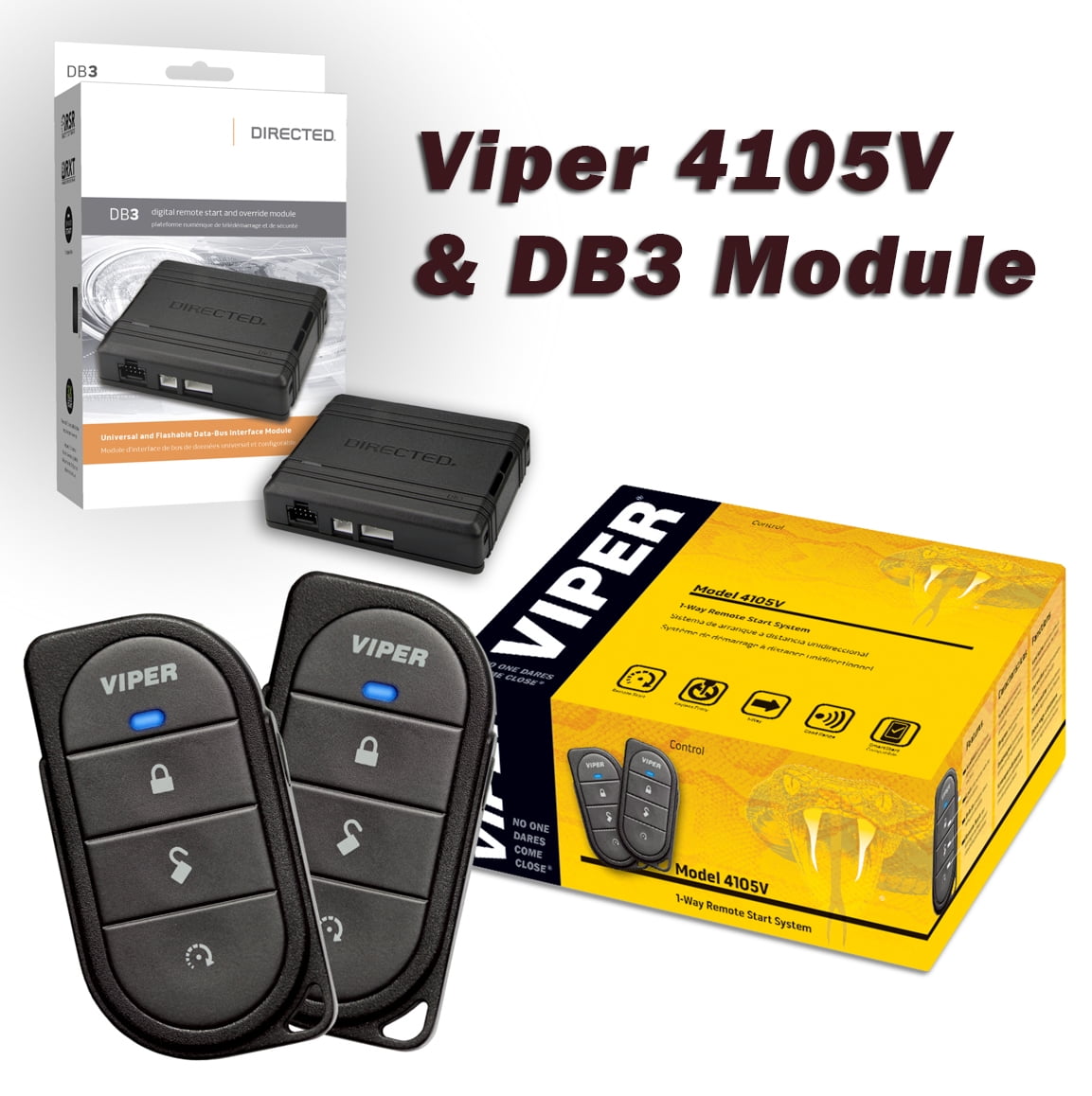 Viper 4105V Remote Car Starter 1Way Two 4Button Remotes Keyless New