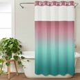 thumbnail image 3 of Ombre Green Pink No Hook Shower Curtain Waterproof, Bathroom Curtains with Snap in Liners and See Through Top Window, Colorful Painting Hotel Style Bathtub Curtains Shower 54"Wx78"L, 3 of 8