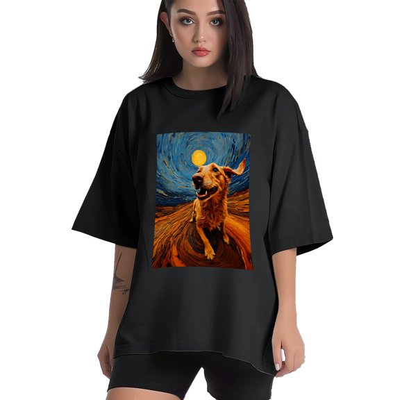 Plus Size Shirt for Women Black Tops for Women Short Sleeves Shirt for Women Dogs In The Night T Shirt Crewneck Shirt for Women XS
