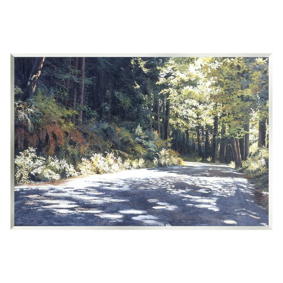 Stupell Industries Sunlit Woodland Road Landscape Painting Unframed Art Print Wall Art, 15 x 10