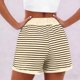 thumbnail image 2 of TaTaai Women's Striped Elastic Waist Shorts Ribbed Design with Drawstring and Side Pockets Loose Casual Shorts for Beach and Daily Activities Gift, 2 of 5