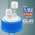thumbnail image 2 of GL45 Multiple Distributor Blue Liquid Chromatography Waste Cap,HPLC Solvent Delivery Caps for Bottles GL45 Insert, Made of PTFE (1/8-2 Port), 2 of 2
