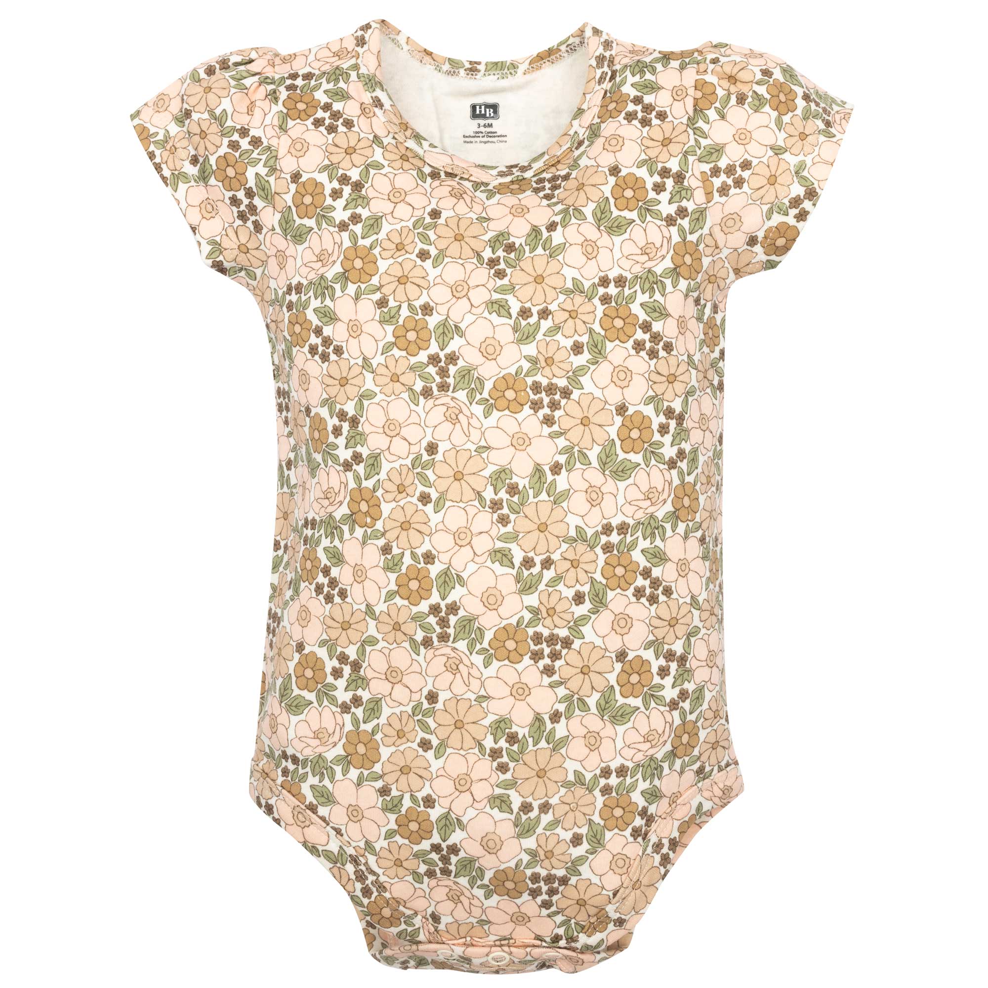 Hudson Baby Infant Girls Cotton Layette Set, Floral Brown Bear, 0-3 Months