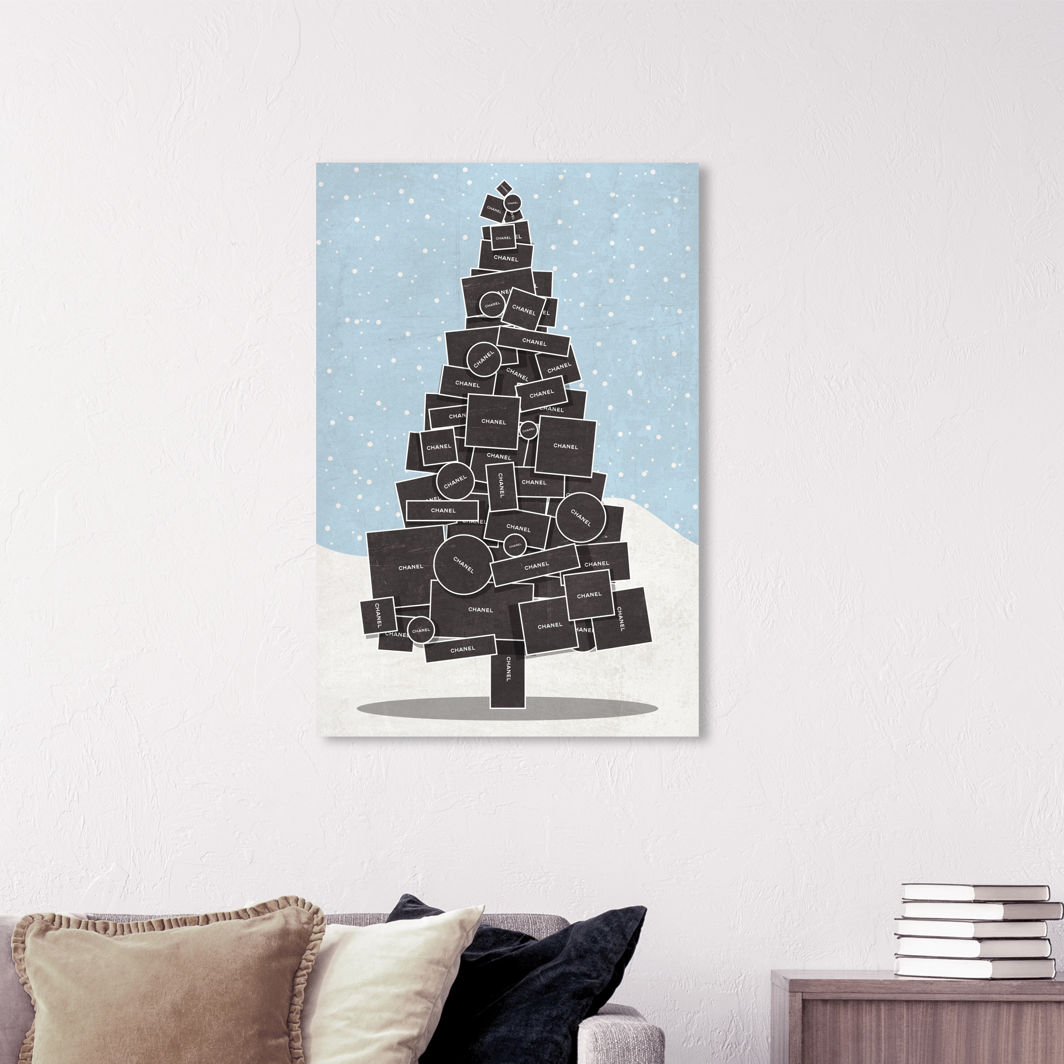 Wynwood Studio Holiday and Seasonal Wall Art Canvas Prints 'White Christmas' Christmas Home Décor - Black, Blue, 16" x 24"