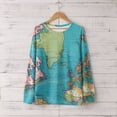 thumbnail image 5 of ICHUANYI Clearance Women's Fashion Printed Loose T-shirt Long Sleeves Blouse Round Neck Casual Tops(Blue, XL) ICHUANYI WER2023081110294, 5 of 5
