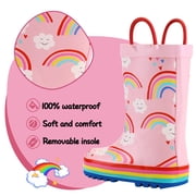 Bocca Kids Rain Boots Rainbow Cloud Rain Boots For Girls with Handles 11M