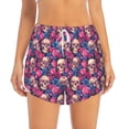 thumbnail image 2 of Yiaed Skull rose blue flower Print Women's Running Shorts with Liner 3 Zipper Pockets Elastic Workout Athletic Gym Yoga Shorts-Large, 2 of 7