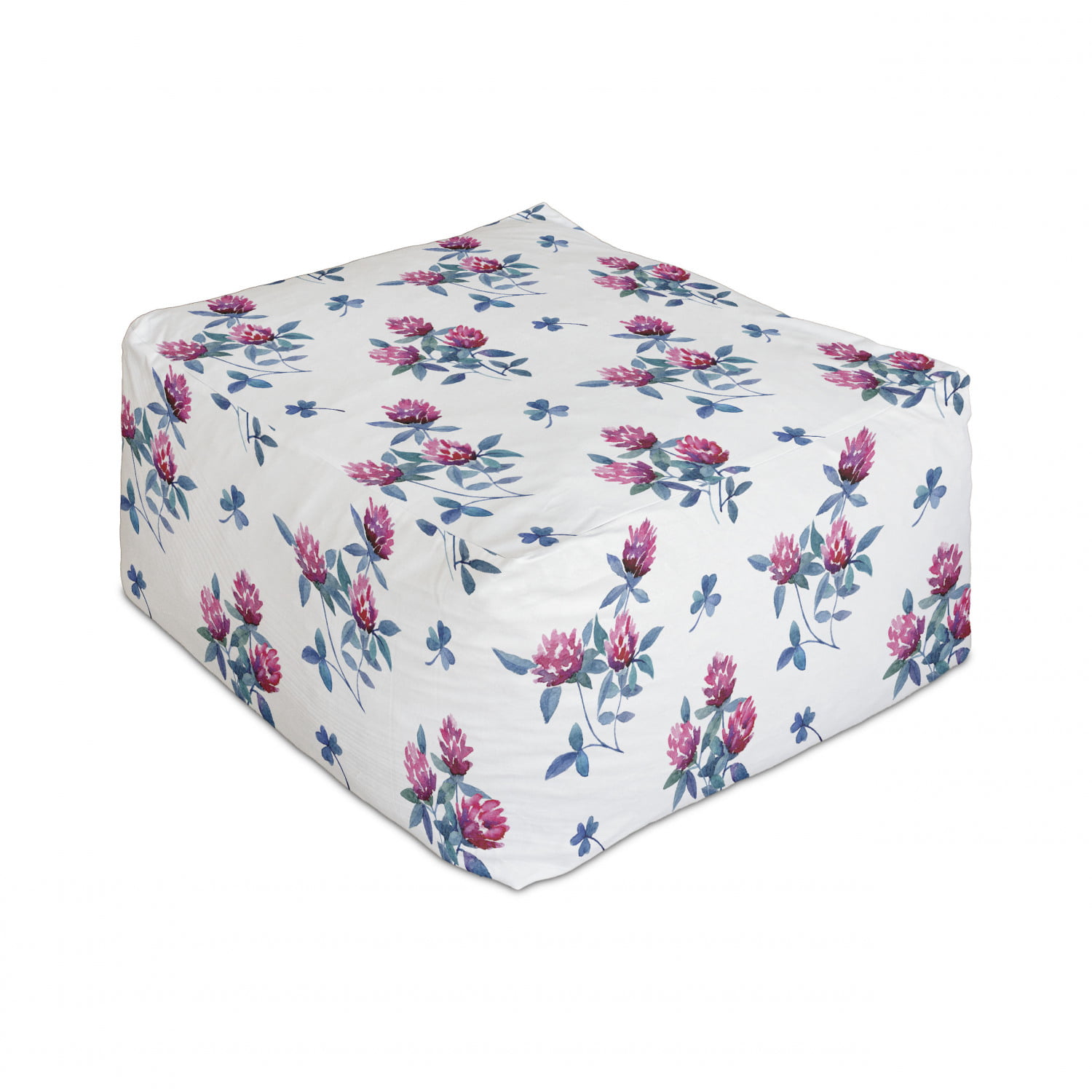 Romantic Season Flowers on Branches Spring Round Motifs on Plain Background Under Desk Foot Stool for Living Room Office Ottoman with Cover Ambesonne Floral Rectangle Pouf Multicolor 25 