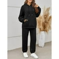 thumbnail image 6 of Womens Fall Sweatsuits 2 Piece Pant Sets Loose Fit Drawstring Plain Pullover Hoodie and Joggers Sweatpants (XL, Black), 6 of 6