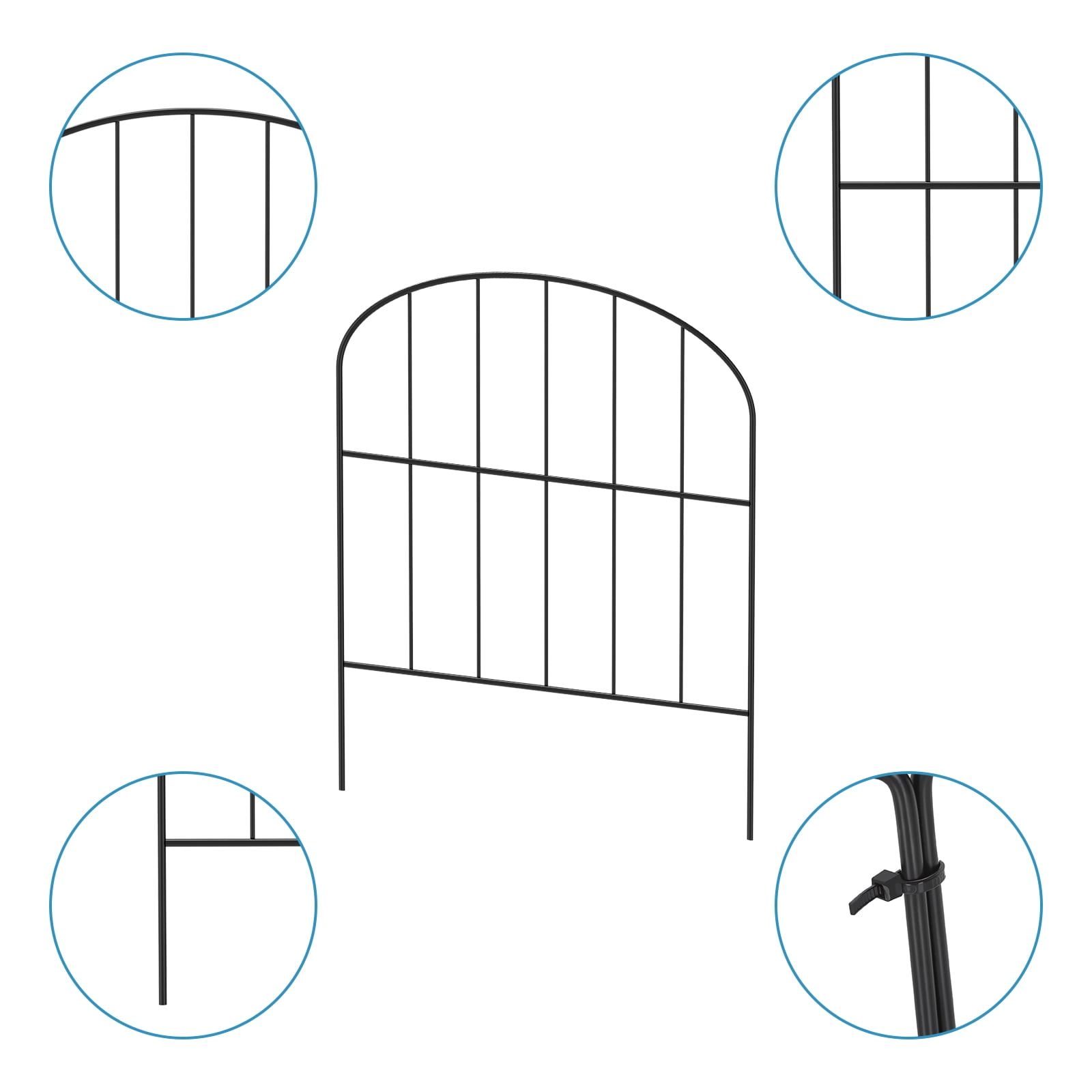 45-Pack Arched Outdoor Garden Fence 47FT Total Length, 32in×12.6in Black Metal No-Install Decorative Animal Barrier for Yard Patio Flower Bed
