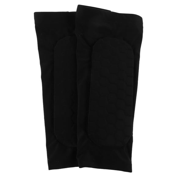 LOLIPPYY Black Breathable Polyester Fiber Shin Guards for Soccer and Basketball with Honeycomb Padding, Size Fits All for Fan Gear