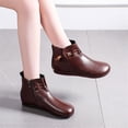 thumbnail image 3 of B91xZ Bottes pour Femmes Confortables à Enfiler Imperméables en Cuir, Marron 7, 3 of 5