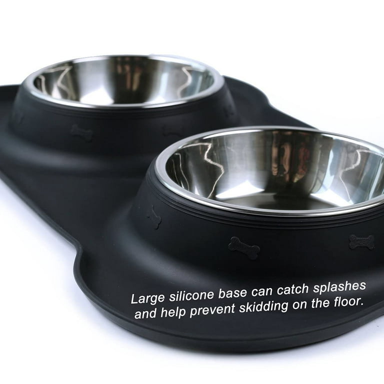 Sonoup 2 Pack Small Dog Bowls.Stainless Steel Dog Food Water Bowls.The Puppy Feeder Food Bowl.Dog Dish.No Spill,Non-Slip Metal Pet W