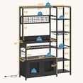 thumbnail image 3 of Bakers Rack with Power Outlet, Kitchen Stand with Storage Shelf and Cabinet, Black, 3 of 6