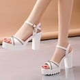 thumbnail image 5 of Sandals for Women Women's New Summer Chunky Fish Mouth Rhinestone Sandals High-heeled Sandals, 5 of 5
