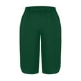 thumbnail image 5 of cocolona Capri Pants for Women Elastic Waist Side Slit Button Cropped Pants Yoga Athletic Capri Leggings Beach Vacation Capris Green S, 5 of 7