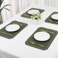thumbnail image 7 of REGALWOVEN Placemats Set of 6 Leather Placemats for Kitchen Dining Table Decor Washable Heat Resistant Table Placemats Wipeable Table Mat Green+Gray 18*12in, 7 of 7