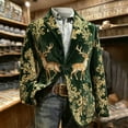 thumbnail image 6 of qolati Christmas Blazer for Men Vintage Corduroy Suit Jacket Xmas Graphic One Button Holiday Party Jackets Work Blazers with Pockets Green XL, 6 of 7