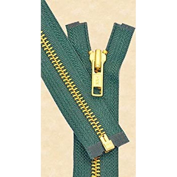 YKK- Jacket Zippers YKK #5 Antique Brass- Metal Teeth Separating for Crafter's Special Color Black Olive #567 Made in USA -Custom Length (21 inches)