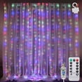 thumbnail image 2 of Cortina de luces LED de alambre de cobre con control remoto por USB, 3 x 3 luces con gancho, para decoración de bodas y dormitorios de Navidad, 2 of 6