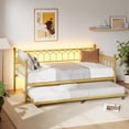 thumbnail image 1 of AKDSteel Twin Daybed With Trundle Features a Modern Metal Frame, Built-In Charging Station, And Led Lights, Perfect For Living Rooms Or Small Bedrooms, 1 of 8