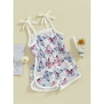 thumbnail image 3 of Bslissey Toddler Little Girls Sleeveless Jumpsuit Butterfly Print Bandage Spaghetti Straps Shorts Romper 12M 18M 24M 3T 4T 5T Kids Casual Summer Cute Overalls, 3 of 8