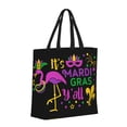 thumbnail image 2 of Vsdgher Mardi Gras with Flamingo print Tote Bag for Women Shoulder Bag with Zipper Large Shoulder Bag Handle Handbag Portable Washable for Travel, Work, 2 of 8