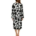 thumbnail image 2 of Xoenoiee Black Cow Print Nightgowns for Women Long Sleeve Nightshirt Zipper Front Robe Sleepwear Round Neck Nightdress Loungewear, Size 3XL, 2 of 7