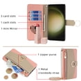 thumbnail image 2 of Wallet Phone Case for Samsung Galaxy S25 Ultra, Zipper Pocket and Card Slots Stand Feature Ring Holder Back Cover with Metal Crossbody Shoulder Strap Stylish Case for Samsung Galaxy S25 Ultra, Pink, 2 of 8