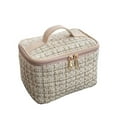 thumbnail image 6 of Soumake Cosmetic Bag Set Plaid Texture Zipper Closure Large Capacity Inner Mesh Pockets Retro Portable With Handle Toilet Requisites Storage Toiletry Bag Travel Outdoor Makeup Organizer Practical, 6 of 8