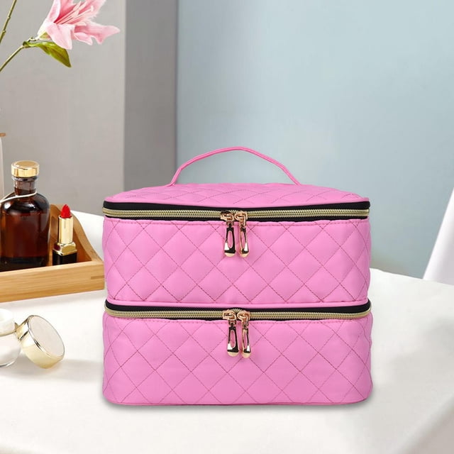 Bolsa de Almacenamiento de Esmalte de Uñas Yinane Doble Capa Rosa