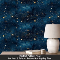 Starry Night Wall Wallpaper, 2D Flat Galaxy Star Wall Sticker, Peel and Stick Wall Decal for Bedroom Living Room Decor, 39.37 x 15.75 Inches