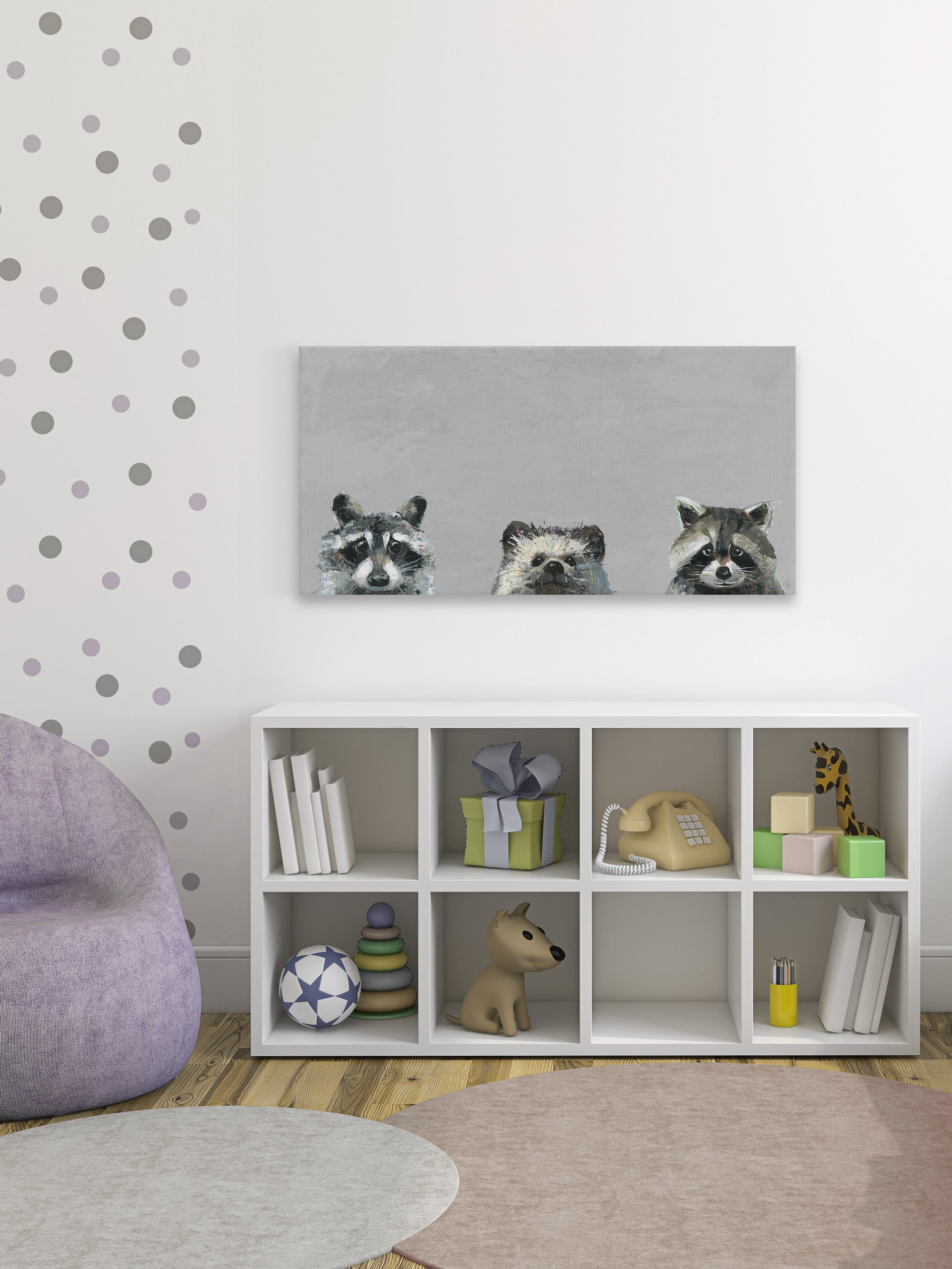 Marmont Hill Three Cuties in Gray Canvas Wall Art