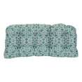 thumbnail image 2 of Blazing Needles Rounded Back Tufted Premium Woven Outdoor Loveseat Cushion, 42 x 19, Dolan Tuquoise, 2 of 2