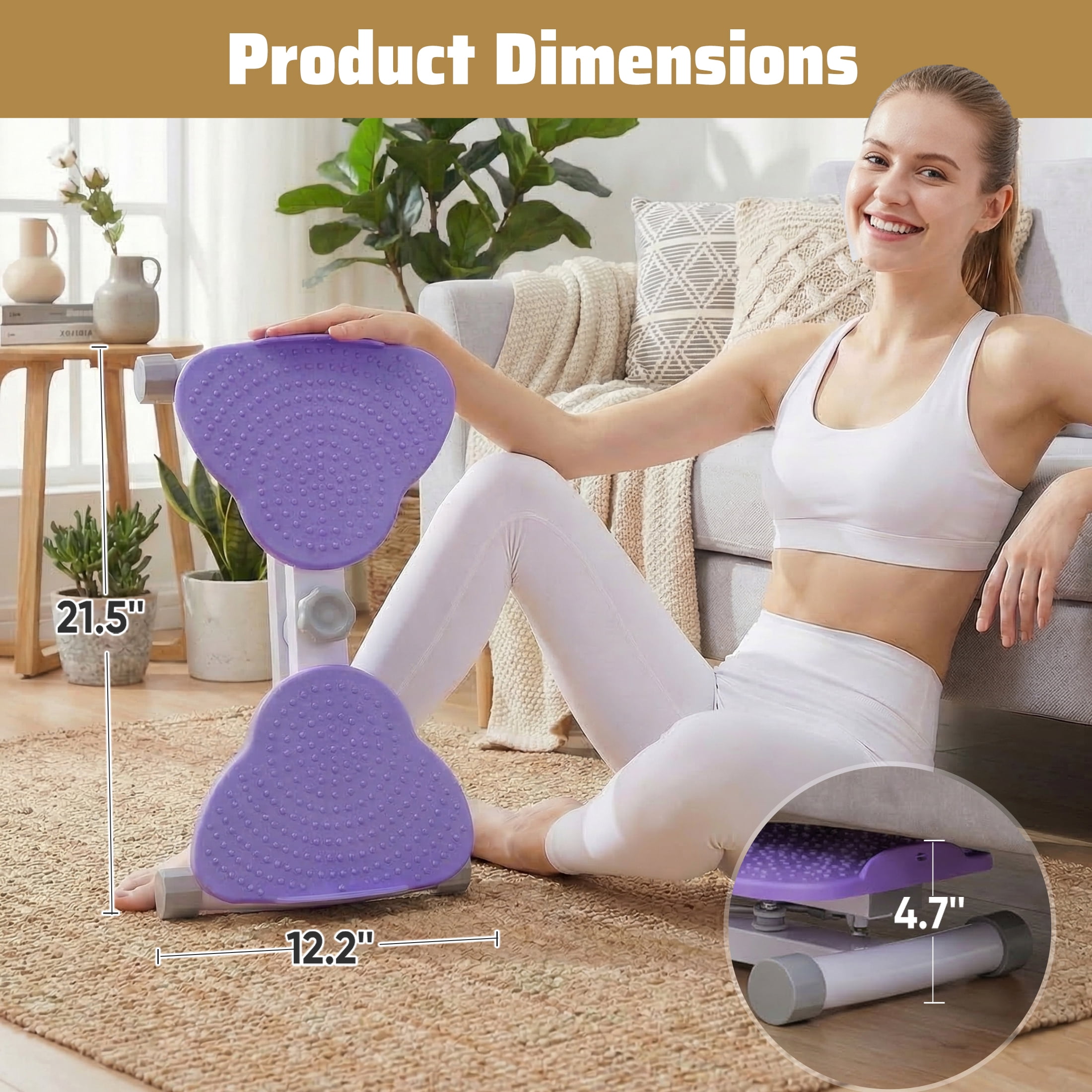 CONCETTA Waist Twister Machine Exercise, 300 lbs Weight Capacity for Waist and Abdominal, Weight Loss, Body Sculpting.Massage Base Plate and Non-Slip Surface, Noiseless, Purple