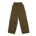 thumbnail image 2 of WOYY Little Girls Wide Leg Cargo Pants Solid High Waist Long Pants Loose Casual Trousers, 2 of 7