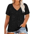 thumbnail image 5 of Purcolt Womens Plus Size Tops Short Sleeve V Neck Loose Fits Basic Summer Shirts Casual Tunics T-Shirt XL-5XL, 5 of 6