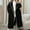 Black, variant on Ahabrexf Jackets for Women, Solid Color Double Sided Wool Blend Lapel Long Coat Loose Windbreaker