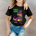 thumbnail image 2 of LUOGENLI T-Shirt pour Filles T-Shirt Décontracté Imprimé Col Rond Manches Courtes T-Shirt Décontracté Chemises pour Filles Travail Printemps Noir 5-6 Ans, 2 of 5